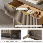 Commode cannelée à 6 tiroirs avec poignées en métal, profil incurvé, organisateur de rangement en bois, 54 l