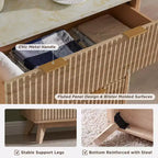 Commode cannelée à 6 tiroirs avec poignées en métal, profil incurvé, organisateur de rangement en bois, 54 l