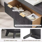 Commode cannelée à 6 tiroirs avec poignées en métal, profil incurvé, organisateur de rangement en bois, 54 l