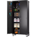 Garage Storage Cabinet,71.7 Metal Storage Cabinet with 2 Doors and 4 Adjustable Shelves,Cold-Rolled Steel Cabinet for Workshop Home Office Organizer
