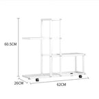 Support pour plantes multi-niveaux en métal avec roues, style européen, blanc/vert, pour salon et balcon