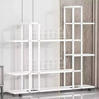 Support pour plantes multi-niveaux en métal avec roues, style européen, blanc/vert, pour salon et balcon