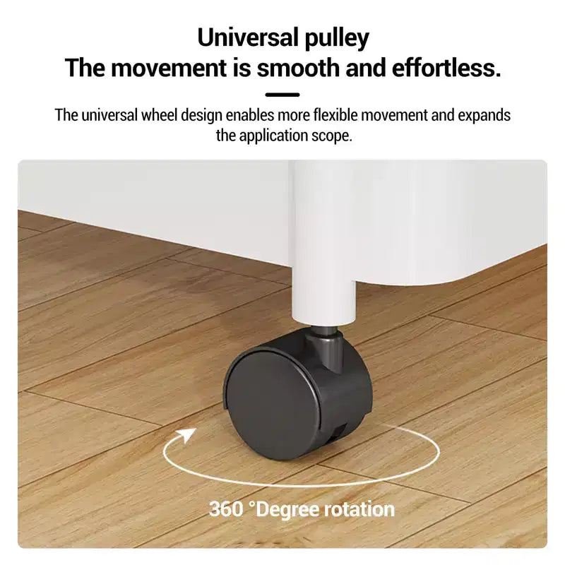 Chariot de rangement à roulettes slim 5 niveaux avec poignée, en plastique ABS, organiseur étroit peu encombrant