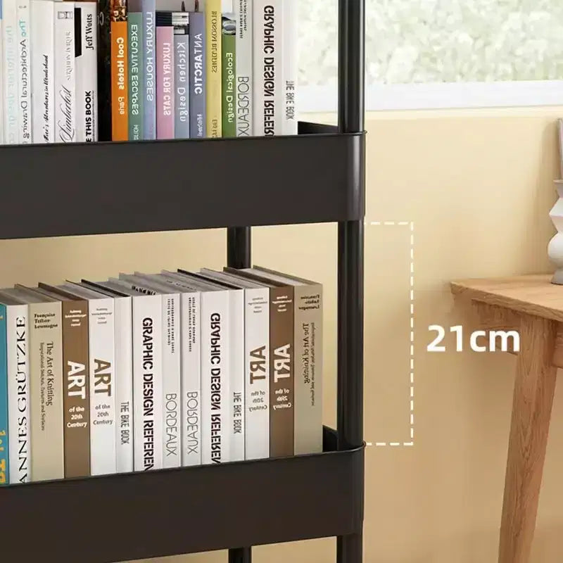 Chariot de rangement à roulettes slim 5 niveaux avec poignée, en plastique ABS, organiseur étroit peu encombrant