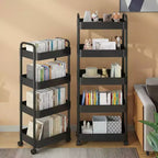 Slim 5-Tier Rolling Storage Trolley Cart with Handle, Narrow Space-Saving Utility Organizer Rack, Mobile Shelving Unit for Kitchen, Bathroom, Laundry