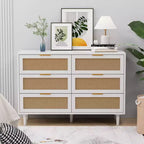 JVNOXK 43.316-Drawers Rattan Storage Cabinet Rattan Drawer,for Bedroom,Living Room,White
