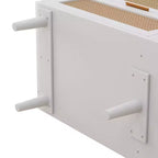Commode de rangement en rotin à 6 tiroirs, 109,9 cm (43,3") de large, panneau de particules, anti-basculement, plateau supportant 22,7 kg (50 lb), blanc
