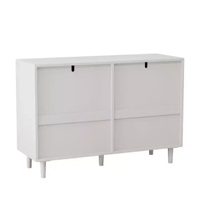 Commode de rangement en rotin à 6 tiroirs, 109,9 cm (43,3") de large, panneau de particules, anti-basculement, plateau supportant 22,7 kg (50 lb), blanc