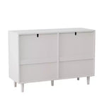 Commode de rangement en rotin à 6 tiroirs, 109,9 cm (43,3") de large, panneau de particules, anti-basculement, plateau supportant 22,7 kg (50 lb), blanc