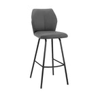 Tabouret de bar hauteur comptoir, dossier haut en similicuir, cadre en fer, hauteur d'assise fixe 66 cm, capacité 113 kg, gris/noir