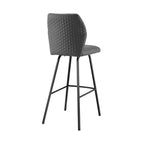 Tabouret de bar hauteur comptoir, dossier haut en similicuir, cadre en fer, hauteur d'assise fixe 66 cm, capacité 113 kg, gris/noir