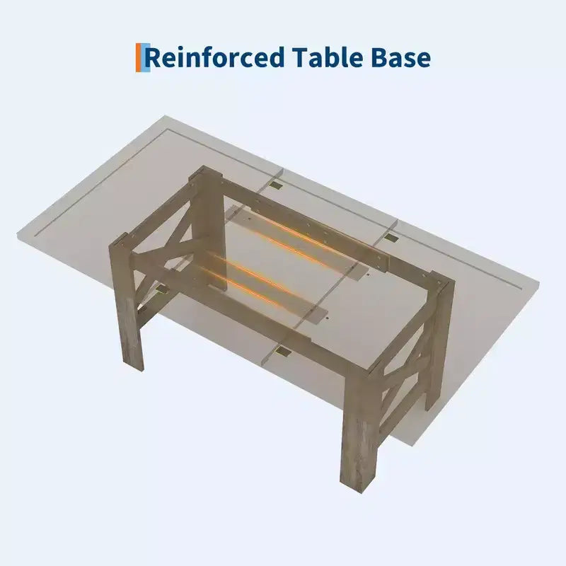Table de salle à manger de ferme de 180 cm, piètement tréteau, panneaux de particules, 6 à 8 places, capacité de 181 kg, marron rustique