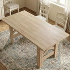 Table de salle à manger de ferme de 180 cm, piètement tréteau, panneaux de particules, 6 à 8 places, capacité de 181 kg, marron rustique