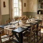 Table de salle à manger de ferme de 180 cm, piètement tréteau, panneaux de particules, 6 à 8 places, capacité de 181 kg, marron rustique