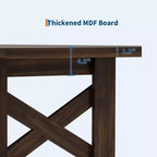 Table de salle à manger de ferme de 180 cm, piètement tréteau, panneaux de particules, 6 à 8 places, capacité de 181 kg, marron rustique