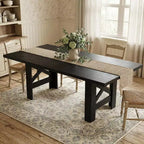 Table de salle à manger de ferme de 180 cm, piètement tréteau, panneaux de particules, 6 à 8 places, capacité de 181 kg, marron rustique
