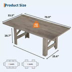 Table de salle à manger de ferme de 180 cm, piètement tréteau, panneaux de particules, 6 à 8 places, capacité de 181 kg, marron rustique
