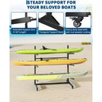 Support à kayak autoportant à 3 niveaux, Acier, Roues verrouillables, Peut contenir kayaks/canoës/SUPs jusqu'à 120 lb, 46"x29"x44"