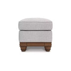 Ottoman de ferme, polyester couleur grès, mousse haute résilience, cadre à blocs d'angle, pieds tournés, 111,76 cm L x 60,96 cm P x 53,34 cm H