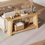 Table console d'entrée à 2 niveaux de 180 cm, bois composite marron, capacité de 50 kg, profondeur mince de 30 cm