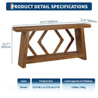Table console d'entrée à 2 niveaux de 180 cm, bois composite marron, capacité de 50 kg, profondeur mince de 30 cm