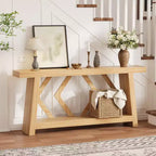 Table console d'entrée à 2 niveaux de 180 cm, bois composite marron, capacité de 50 kg, profondeur mince de 30 cm