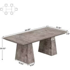 Table à manger de ferme 63" pour 6 personnes, double piédestal, MDF, capacité de 300 lb, grise, 63"L x 31.1"W x 29.5"H