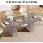 Table à manger de ferme 63" pour 6 personnes, double piédestal, MDF, capacité de 300 lb, grise, 63"L x 31.1"W x 29.5"H