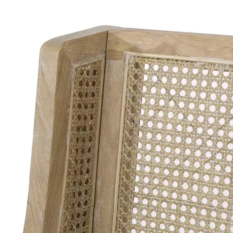 Lot de 2 chaises de salle à manger, dossier en cannage, assise rembourrée, structure en bois d'hévéa, capacité de 136 kg, anthracite/naturel