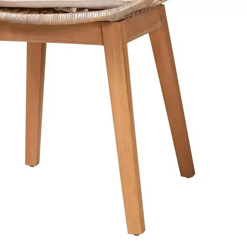 Lot de 2 chaises de salle à manger en rotin bohème, assise rembourrée, accoudoirs, pieds inclinés, finition gris délavé/naturel/blanc