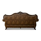 Canapé traditionnel de 90 po, capitonné, garniture cloutée, similicuir + polyester, capacité de 750 lb, 5 coussins décoratifs