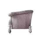Fauteuil d'appoint traditionnel demi-lune 52", Tissu ivoire, Blanc cassé, Capitonnage, Clous décoratifs, Assise à ressorts ensachés, 2 oreillers