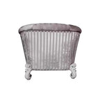 Fauteuil d'appoint traditionnel demi-lune 52", Tissu ivoire, Blanc cassé, Capitonnage, Clous décoratifs, Assise à ressorts ensachés, 2 oreillers