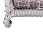 Fauteuil d'appoint traditionnel demi-lune 52", Tissu ivoire, Blanc cassé, Capitonnage, Clous décoratifs, Assise à ressorts ensachés, 2 oreillers