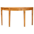 Console demi-lune en bois de loupe véritable, loupe de mappa claire, pieds fuselés, entièrement assemblée, 152,4 cm (L) x 40,6 cm (P) x 86,6 cm (H)