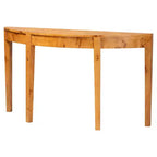 Console demi-lune en bois de loupe véritable, loupe de mappa claire, pieds fuselés, entièrement assemblée, 152,4 cm (L) x 40,6 cm (P) x 86,6 cm (H)