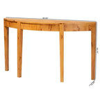 Console demi-lune en bois de loupe véritable, loupe de mappa claire, pieds fuselés, entièrement assemblée, 152,4 cm (L) x 40,6 cm (P) x 86,6 cm (H)