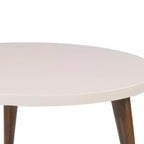 Table basse ronde 24", plateau MDF blanc cassé, pieds tripodes effilés en bois de manguier, capacité 20 kg, aucun assemblage requis