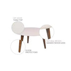 Table basse ronde 24", plateau MDF blanc cassé, pieds tripodes effilés en bois de manguier, capacité 20 kg, aucun assemblage requis