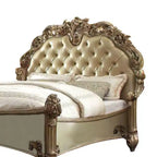 Lit Queen Size, Tête de lit capitonnée, Clous décoratifs, Similicuir, Cadre en bois et polyrésine, 73"H x 80"L x 96"P