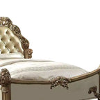 Lit Queen Size, Tête de lit capitonnée, Clous décoratifs, Similicuir, Cadre en bois et polyrésine, 73"H x 80"L x 96"P