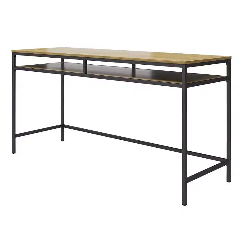 Bureau informatique industriel 152,4 cm, bois d'ingénierie + métal thermolaqué, étagère inférieure ouverte, 152,9 cm (L) x 51,1 cm (P) x 75,9 cm (H)