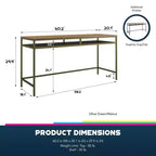 Bureau informatique industriel 152,4 cm, bois d'ingénierie + métal thermolaqué, étagère inférieure ouverte, 152,9 cm (L) x 51,1 cm (P) x 75,9 cm (H)