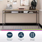Bureau informatique industriel 152,4 cm, bois d'ingénierie + métal thermolaqué, étagère inférieure ouverte, 152,9 cm (L) x 51,1 cm (P) x 75,9 cm (H)