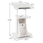 Pupitre mobile avec hauteur réglable de 68,5 à 114 cm, plateau inclinable, placard de rangement, 4 roulettes