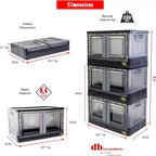 Bac de rangement pliable avec portes de 31,8 L, empilable, à roulettes, organiseur pliable en plastique, 49,5 cm (H) x 30,5 cm (L)