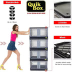 Bac de rangement pliable avec portes de 31,8 L, empilable, à roulettes, organiseur pliable en plastique, 49,5 cm (H) x 30,5 cm (L)