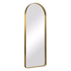 Miroir pleine longueur à cadre métallique arqué, verre trempé, à fixer au mur ou à poser, 180 cm H x 81 cm L
