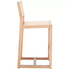Tabouret de comptoir en rotin avec structure en bois de hêtre, dossier bas sans accoudoirs, repose-pieds, capacité de 125 kg