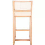 Tabouret de comptoir en rotin avec structure en bois de hêtre, dossier bas sans accoudoirs, repose-pieds, capacité de 125 kg